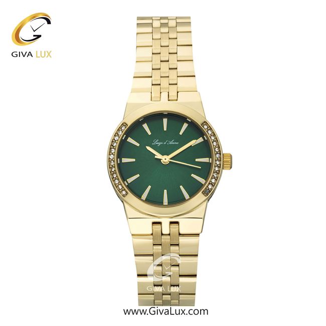 ساعت مچی اورجینال زنانه LdA | لوئیجی د آنا | Luigi d'Ana طلایی | طلایی| سبز یشمی تیره| کد رفرنس 2505